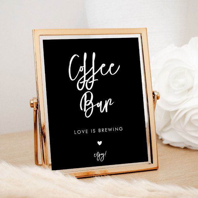 Affiche Panneau moderne noir mariage Coffee Bar (Créateur téléchargé)