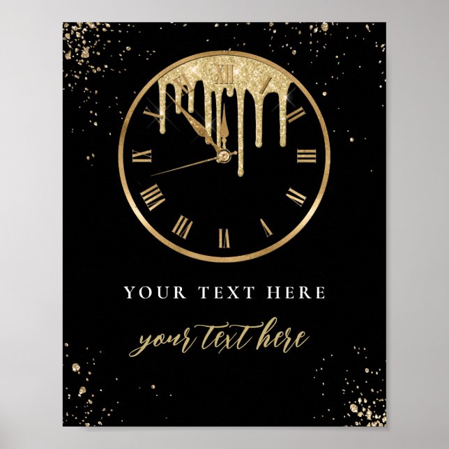 Affiche Panneau modifiable de veille du Nouvel An à horlog (Devant)