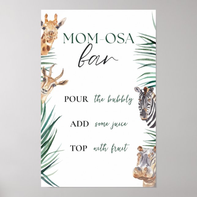 Affiche Panneau Momosa Bar Baby shower Safari Jungle (Devant)