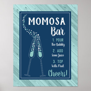 Affiche Panneau Momosa Bar, bleu et aqua