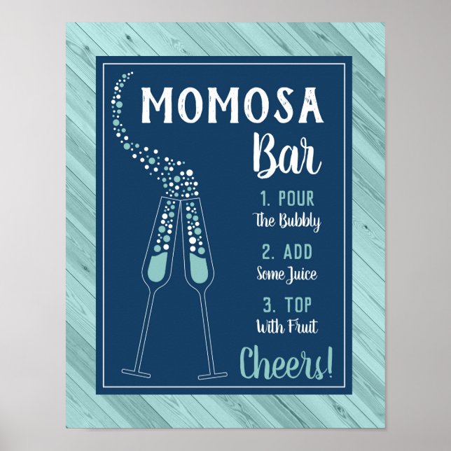 Affiche Panneau Momosa Bar, bleu et aqua (Devant)