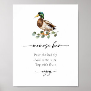 Affiche Panneau Momosa Bar Mallard Duck Baby shower