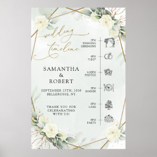 Affiche Panneau Montage des images vertes de Roses blanche
