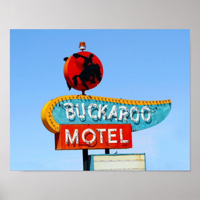 Affiche Panneau Motel Buckaroo, Tucumcari, Nouveau-Mexique (Devant)