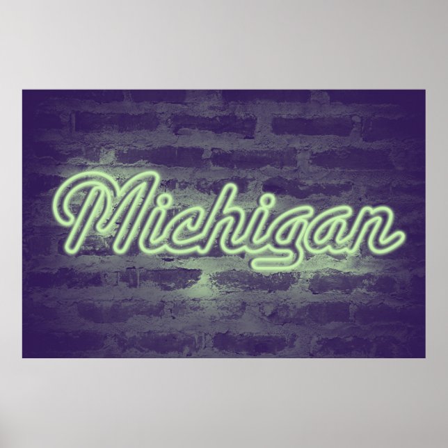Affiche Panneau néon 'Michigan' - Mint Choc (Devant)