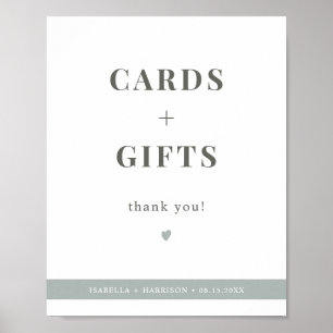 Affiche Panneau NINA Sage Vert moderne Cartes et Cadeaux