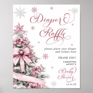 Affiche Panneau Noël Baby shower rose