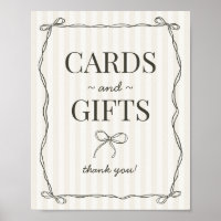 Panneau noir Coquette Bow Cartes et Cadeaux Beige