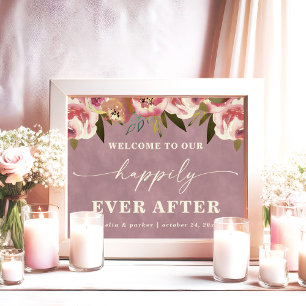 Affiche Panneau Ophelia Dusty Pink Floral Happily Ever Aft
