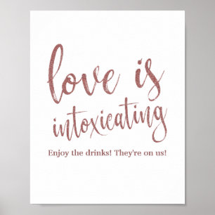Affiche Panneau Paillettes Rose Gold 'L'amour est Enivrant