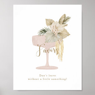 Affiche Panneau Palmes et Prosecco douche nuptiale Faveurs