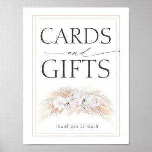 Affiche Panneau Pampas Grass Mariage Cartes et Cadeaux