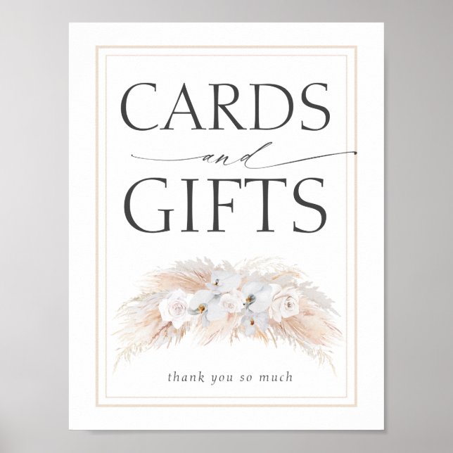 Affiche Panneau Pampas Grass Mariage Cartes et Cadeaux (Devant)