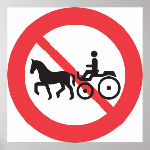 Affiche Panneau Pas De Route De Cheval Et Buggy