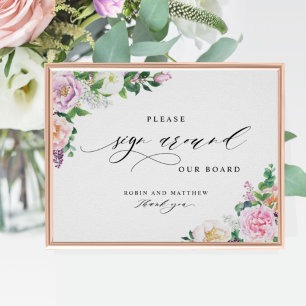 Affiche Panneau Pastel Floral Invités "Sign Around"