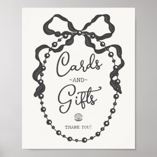 Affiche Panneau Pearles Black Coquette Cartes et cadeaux