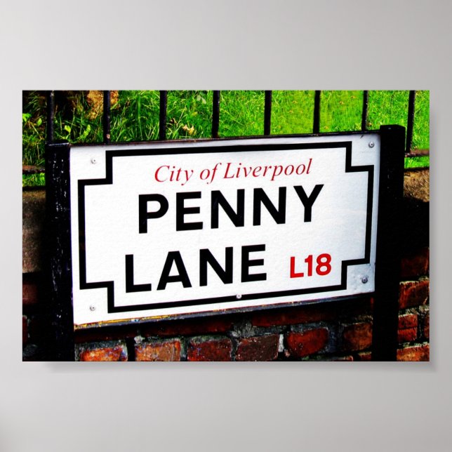Affiche Panneau Penny Lane, Ville de Liverpool, Angleterre (Devant)