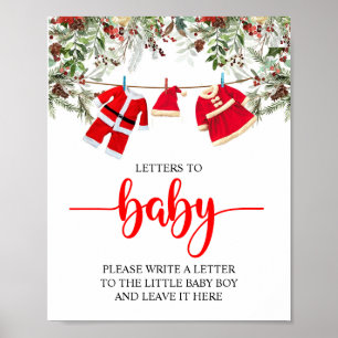 Affiche Panneau père Noël Lettres Baby showers de Noël à b