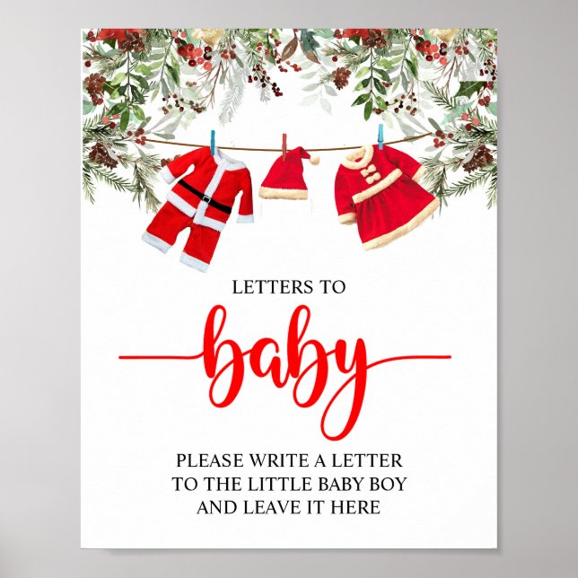 Affiche Panneau père Noël Lettres Baby showers de Noël à b (Devant)
