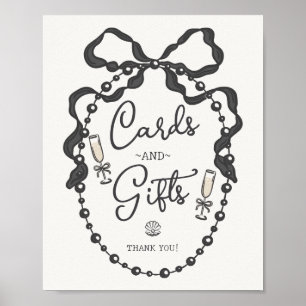 Affiche Panneau Perles et Prosecco Black Bow Cartes et Cad