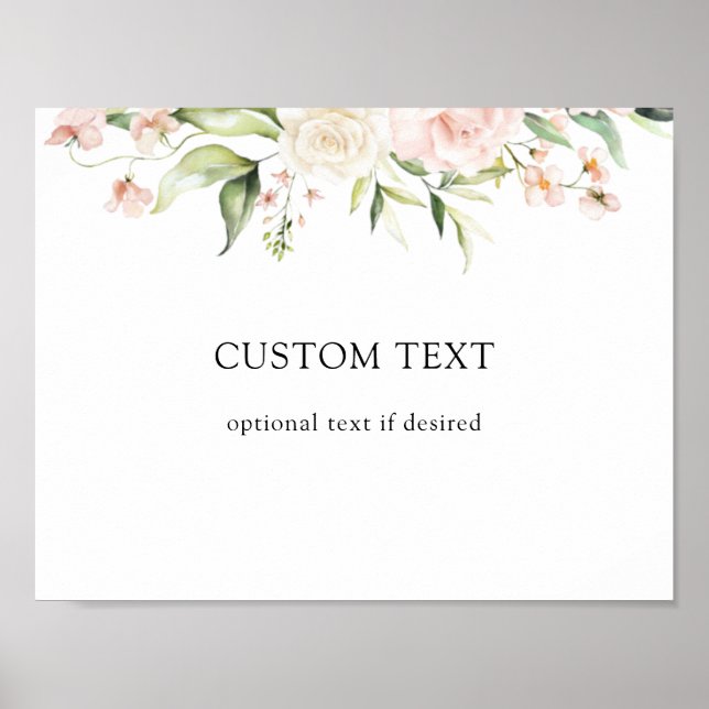 Affiche Panneau personnalisé avec texte et verdure rose (Devant)