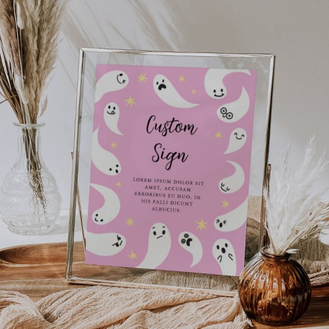 Affiche Panneau personnalisé Baby shower fantôme rose (Créateur téléchargé)