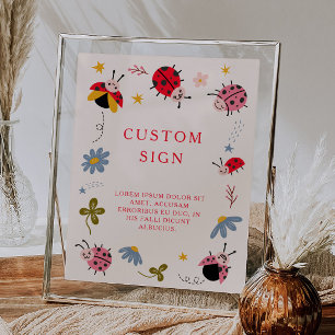 Affiche Panneau personnalisé Baby shower Ladybug