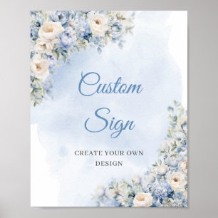 Affiche Panneau personnalisé Boho Dusty Bleu et ivoire
