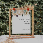 Affiche Panneau personnalisé Cartes et cadeaux floraux bla<br><div class="desc">Nous avons conçu cette carte florale blanche et des cadeaux Panneau personnalisé pour compléter votre mariage tropical foncé rustique. Avec son aquarelle bohème verdoyante et ses fleurs d'hiver boho modernes, dont la protéa, la dahlia et le lotus séché, le design est sûr de mettre en valeur votre moody, minimaliste vert...</div>