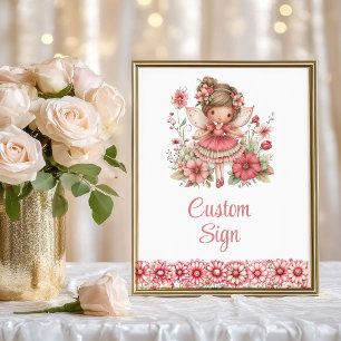 Affiche Panneau personnalisé d'anniversaire Fleur de rose 