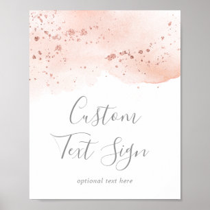 Affiche Panneau personnalisé en aquarelle rose doré avec t