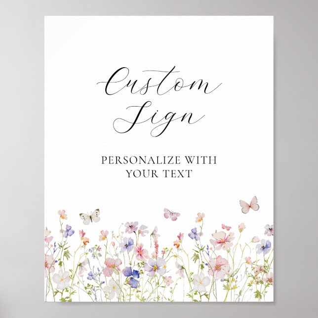 Affiche Panneau personnalisé fleur sauvage et papillons (Devant)