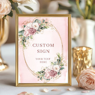 Affiche Panneau personnalisé floral Boho poussiéreux rose