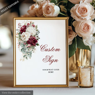 Affiche Panneau personnalisé Glam Boho Burgundy Mariage bl
