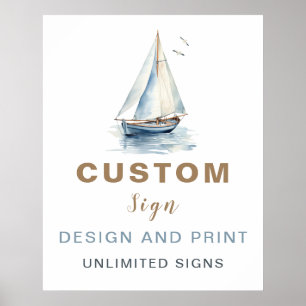 Affiche Panneau personnalisé nautique - Bleu