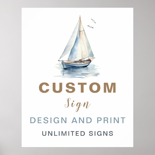 Affiche Panneau personnalisé nautique - Bleu (Devant)