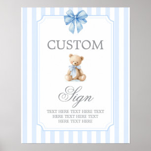Affiche Panneau personnalisé ours rayures bleues