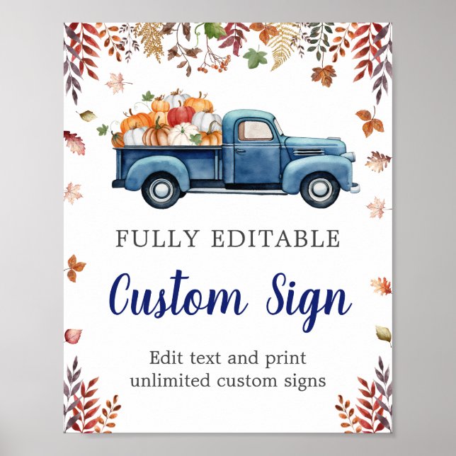 Affiche Panneau personnalisé Petit Baby shower Citrouille (Devant)