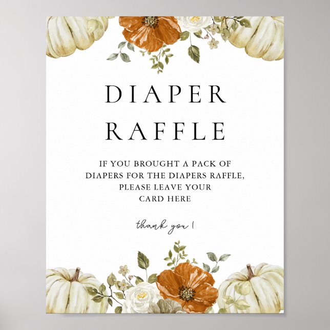 Affiche Panneau Petit Baby shower Citrouille Dipaer Raffle (Devant)