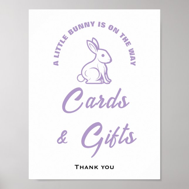 Affiche Panneau Petit lapin Baby shower de Pâques Cartes e (Devant)