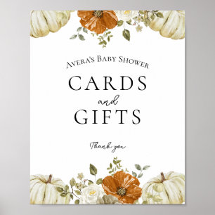 Affiche Panneau Petite carte Baby shower Citrouille et cad