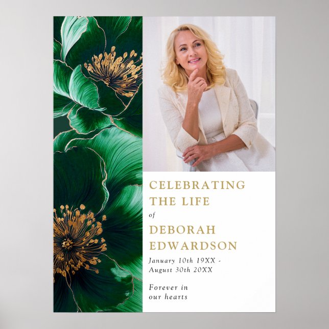 Affiche Panneau photo de célébration de funérailles vertes (Devant)
