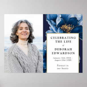 Affiche Panneau photo de célébration funéraire florale ble