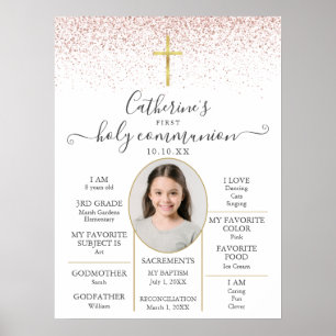 Affiche Panneau photo de première communion paillettes fai