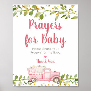 Affiche Panneau Pink Citrouille Truck Prières pour bébé