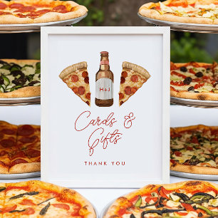Affiche Panneau Pizza & Beer Couples Cartes de Douche & Ca