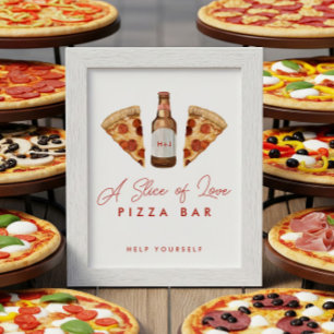 Affiche Panneau Pizza & Beer Couples Douche Pizza Bar