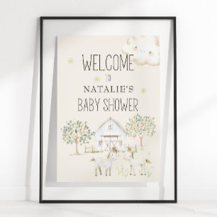 Affiche Panneau pour Baby Shower : Les Amis de la Prairie,