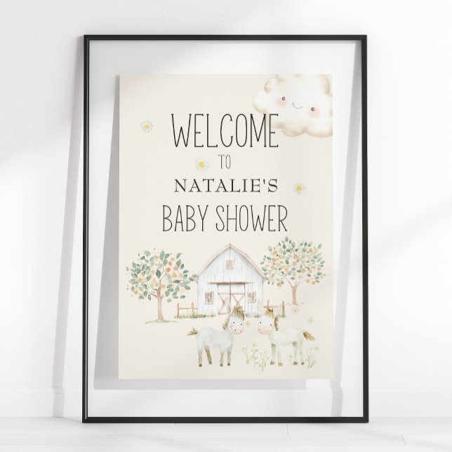 Affiche Panneau pour Baby Shower : Les Amis de la Prairie, (Créateur téléchargé)