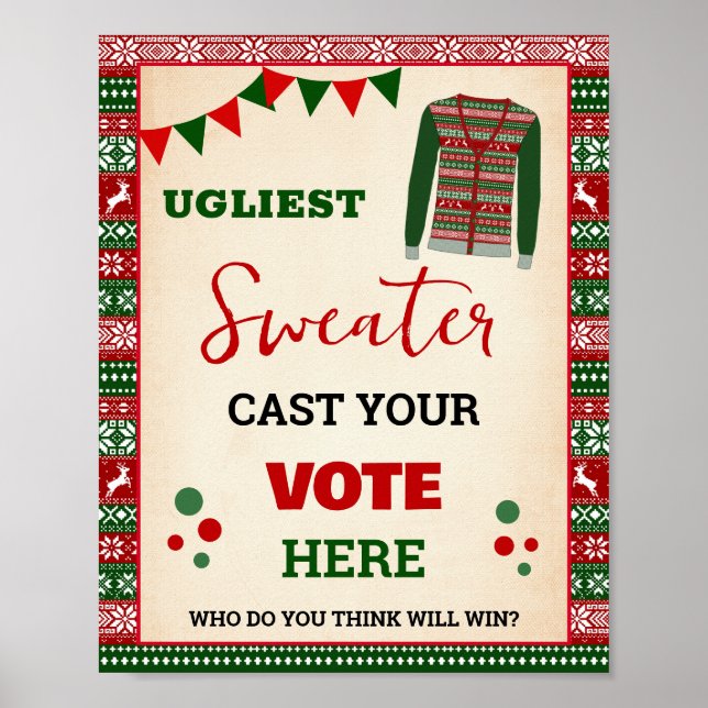 Affiche Panneau pour élire le plus laid pull de Noël (Devant)